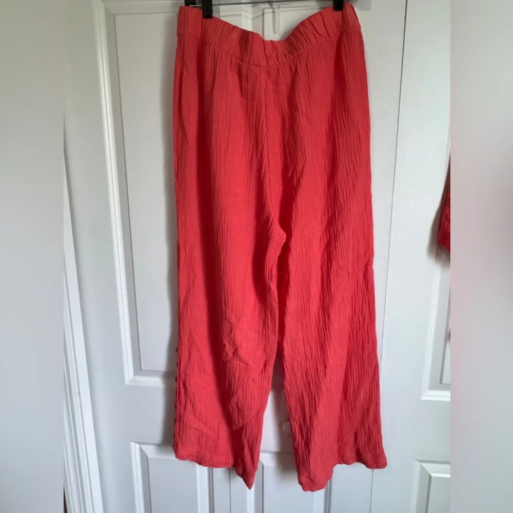 Soft Surroundings Oceo 2 Piece Matching Set Tunic Pants Size L Deep Sea Coral - Picture 8 of 10